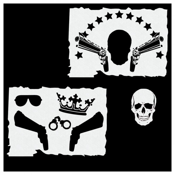 GANGSTA Skull & King and Gun Airbrush Schablone Set