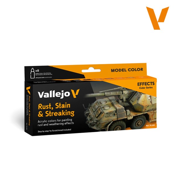 Rust, Stain & Streaking | Vallejo Model Color Effect Modellbau-Farbset
