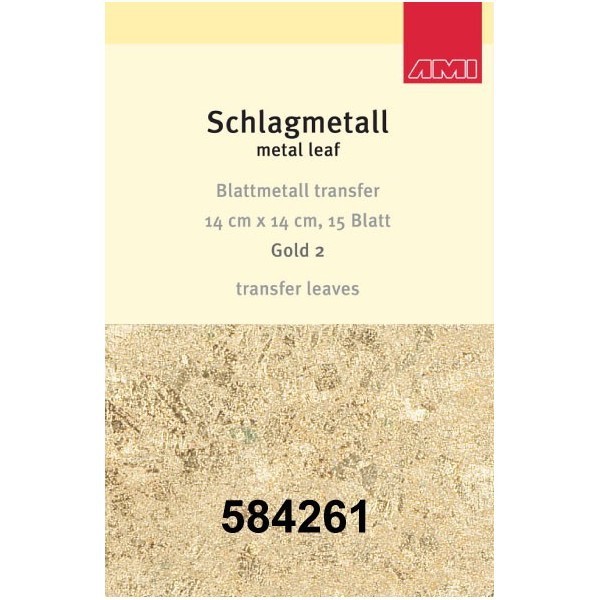 Gold 2 Schlagmetall mit Transferpapier | 15 Blatt | 14 x14 cm-Image