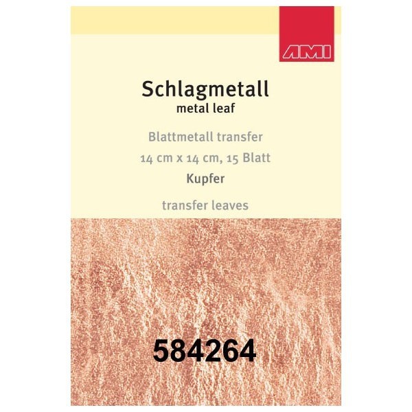 Kupfer Schlagmetall mit Transferpapier | 15 Blatt | 14 x14 cm-Image